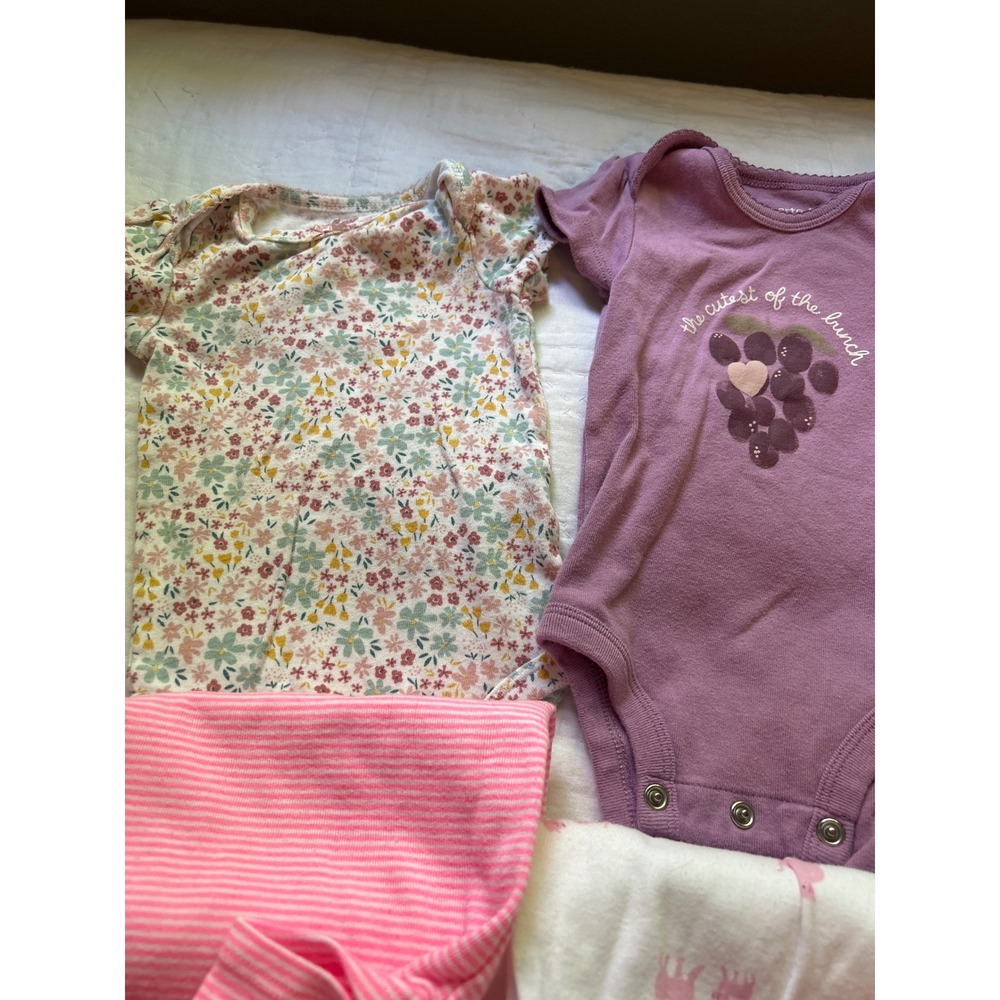 Lot of 8 Baby Girls Bodysuits 3 Months Carters Burts Bees Childrens Place #3 - Picture 4 of 6